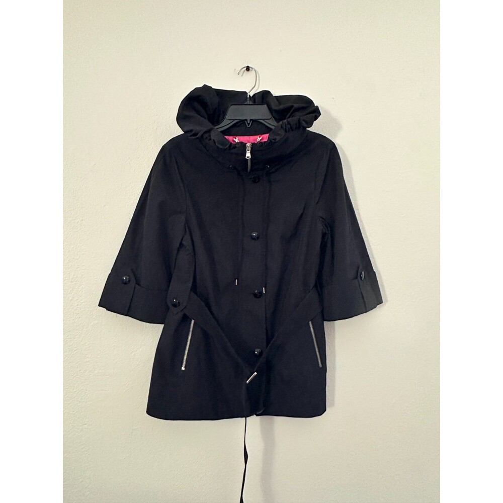 Marc by Marc Jacobs Lightweight Anorak Rain Jacket Ruffle Collar Black Women's S